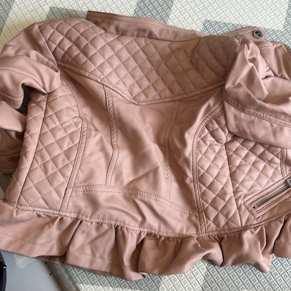 Pink leather toddler jacket - Picture 3 of 4